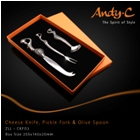 Andy C Tribal Range Cheese knife, pickle fork & olive spoon